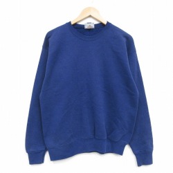 L★古着 リー Lee 長袖 スウェット メンズ 90年代 90s 無地 クルーネック USA製 紺 25dec12