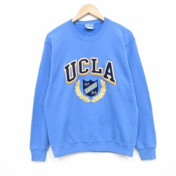 M★古着 長袖 スウェット メンズ 00年代 00s UCLA クルーネック USA製 薄紺 25dec13