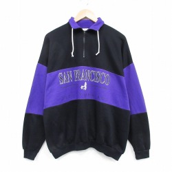 90s ハーフジップスウェット サンフランシスコ ブラック XL | 古着