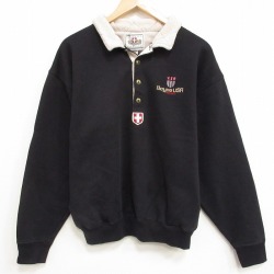 L★古着 長袖 スウェット メンズ 90年代 90s Boyne 襟付き USA製 黒 25dec13