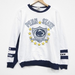 M★古着 長袖 スウェット メンズ 90年代 90s PENN クルーネック USA製 白他 25dec15