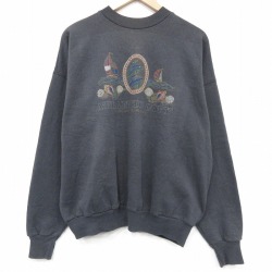XL★古着 長袖 スウェット メンズ 90年代 90s アトランティックシティ 大きいサイズ クルーネック USA製 黒 25dec17