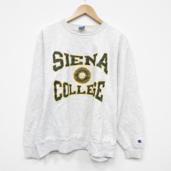 XL★古着 チャンピオン champion 長袖 スウェット メンズ 90年代 90s SIENA カレッジ クルーネック USA製 薄グレー 霜降り 25dec17