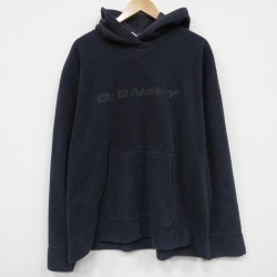 オールドネイビー 00s フリースパーカー ビッグロゴ刺繍 ネイビー XL | 古着