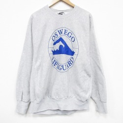 XL★古着 リー Lee 長袖 スウェット メンズ 90年代 90s OSWEGO 大きいサイズ クルーネック USA製 薄グレー 霜降り【spe】 25dec17