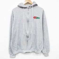 XL★古着 ヘインズ 長袖 フルジップ スウェット パーカー メンズ 80年代 80s CF USA製 薄グレー 霜降り 25dec17