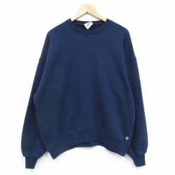 XL★古着 ジャージーズ 長袖 スウェット メンズ 90年代 90s ワンポイントロゴ クルーネック USA製 紺 25dec15
