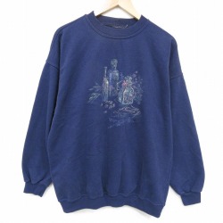 00s 長袖スウェット 花 ネイビー XL | 古着