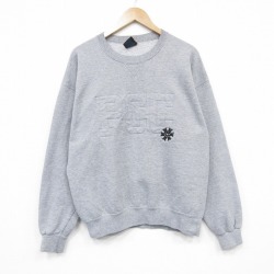 L★古着 長袖 スウェット メンズ 90年代 90s PCC 刺繍 クルーネック USA製 グレー 霜降り 25dec18