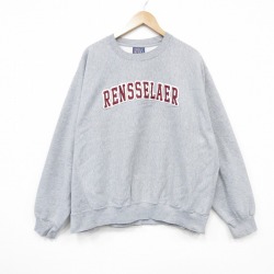 XL★古着 MVスポーツ 長袖 スウェット メンズ 00年代 00s RENSSELAER 大きいサイズ クルーネック グレー 霜降り 25dec18