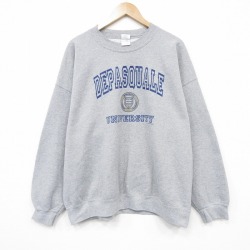 XL★古着 長袖 スウェット メンズ 00年代 00s DEPASQUALE 大きいサイズ クルーネック グレー 霜降り 25dec18
