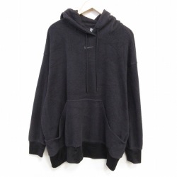 XL★古着 ナイキ NIKE 長袖 スウェット パーカー メンズ ワンポイントロゴ センターウォッシュ 大きいサイズ ポリエステル 黒【spe】 25dec17
