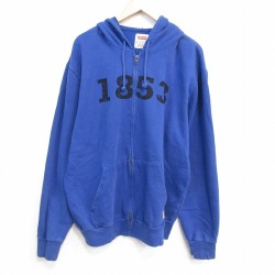 XL★古着 リーバイス Levis 長袖 フルジップ スウェット パーカー メンズ 1853 大きいサイズ 青 25dec17