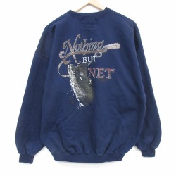 00s 長袖スウェット 魚 ネイビー XL | 古着