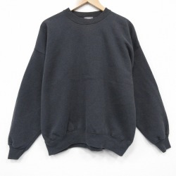 XL★古着 ヘインズ 長袖 スウェット メンズ 00年代 00s 無地 クルーネック 黒 25dec18