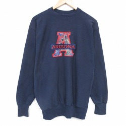 90s 長袖スウェット アリゾナ刺繍 ネイビー XL | 古着