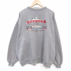 00s 長袖スウェット フィッシング刺繍 グレー XL | 古着