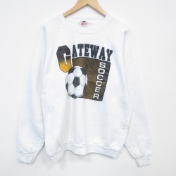 L★古着 フルーツオブザルーム 長袖 スウェット メンズ 90年代 90s サッカー ラグラン クルーネック USA製 白 25dec20