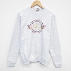 M★古着 長袖 スウェット メンズ 90年代 90s IWU 刺繍 クルーネック USA製 薄グレー 霜降り 25dec20