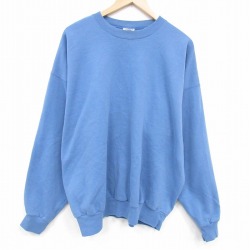 XL★古着 ヘインズ 長袖 スウェット メンズ 00年代 00s 無地 大きいサイズ クルーネック 薄紺 25dec20