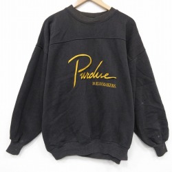 Purdue 00s 長袖スウェット 刺繍 ブラック XL | 古着
