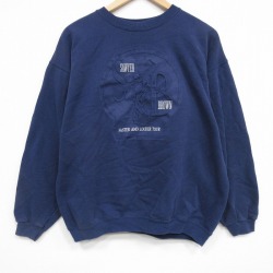 XL★古着 ヘインズ 長袖 ロック バンド スウェット メンズ 90年代 90s SAWYER BROWN クルーネック USA製 薄紺【spe】 25dec22