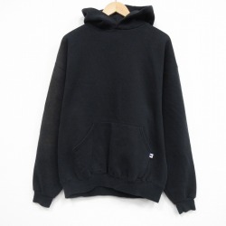 XL★古着 ラッセル 長袖 スウェット パーカー メンズ 00年代 00s 無地 大きいサイズ 黒 25dec22