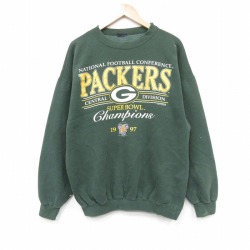 【50%OFF】90s 長袖スウェット グリーンベイペッカーズ グリーン XL | 古着