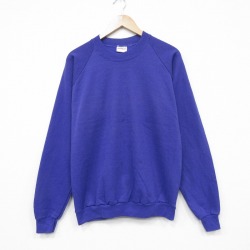 L★古着 長袖 スウェット メンズ 90年代 90s 無地 クルーネック USA製 紫 25dec23