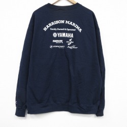 XL★古着 チャンピオン champion 長袖 スウェット メンズ ヤマハ 企業広告 クルーネック 薄紺 25dec23