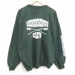 XL★古着 ヘインズ 長袖 スウェット メンズ CREW クルーネック 濃緑 25dec24