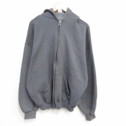 XL★古着 ラッセル 長袖 ブランド フルジップ スウェット パーカー メンズ 00年代 00s 無地 グレー 霜降り【spe】 25dec24