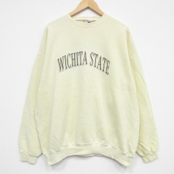 XL★古着 長袖 スウェット メンズ 90年代 90s WICHITA クルーネック USA製 薄黄 25dec24