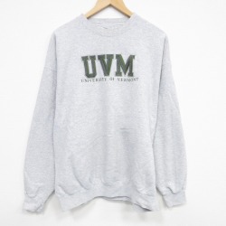 XL★古着 ジャンスポーツ 長袖 スウェット メンズ 00年代 00s UVM 刺繍 クルーネック 薄グレー 霜降り 25dec25