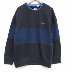 XL★古着 リーバイス Levis 長袖 スウェット メンズ クルーネック 黒他 ボーダー 25dec26