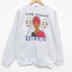L★古着 長袖 スウェット メンズ 90年代 90s QUEEN クルーネック USA製 薄グレー 霜降り【spe】 25dec26
