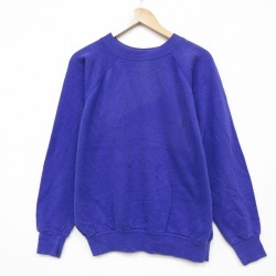 L★古着 長袖 スウェット メンズ 90年代 90s 無地 クルーネック USA製 紫 25dec27