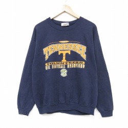 L★古着 長袖 スウェット メンズ 90年代 90s テネシー クルーネック USA製 紺 25dec29