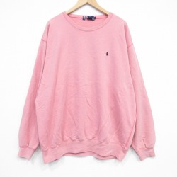 XL★古着 ラルフローレン 長袖 ブランド スウェット メンズ 90年代 90s ワンポイントロゴ 大きいサイズ クルーネック ピンク 26jan05