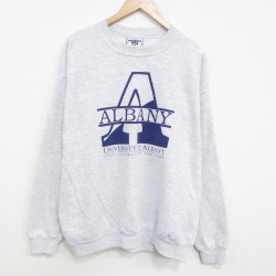 XL★古着 リー Lee 長袖 スウェット メンズ 90年代 90s ALBANY クルーネック USA製 薄グレー 霜降り 26jan05