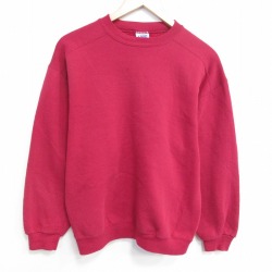 M★古着 長袖 スウェット メンズ 90年代 90s 無地 クルーネック USA製 赤 26jan05
