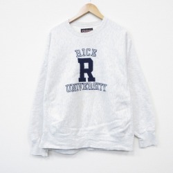 XL★古着 ジャンスポーツ 長袖 スウェット メンズ 90年代 90s R 刺繍 クルーネック USA製 薄グレー 霜降り【spe】 26jan06