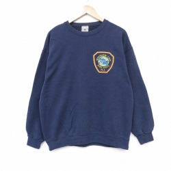L★古着 リー Lee 長袖 スウェット メンズ 00年代 00s 消防署 クルーネック 紺 26jan06