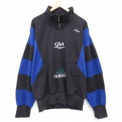 XL★古着 アディダス adidas 長袖 ハーフジップ スウェット メンズ 90年代 90s エキップメント CJSA 大きいサイズ ラグラン クルーネック 黒他【spe】 26jan07