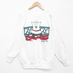 XL★古着 長袖 スウェット メンズ 90年代 90s トウガラシ ラグラン クルーネック USA製 白 26jan07