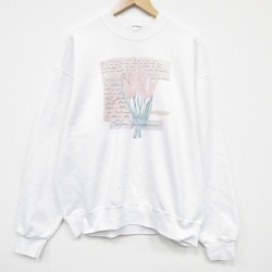 XL★古着 フルーツオブザルーム 長袖 スウェット メンズ 90年代 90s チューリップ 大きいサイズ クルーネック 白 26jan07