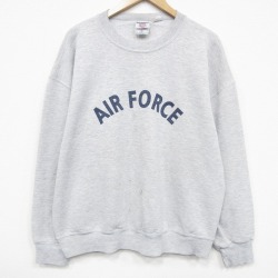 XL★古着 ジャージーズ 長袖 スウェット メンズ 90年代 90s ミリタリー エアフォース クルーネック USA製 薄グレー 霜降り 26jan07