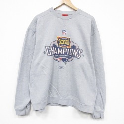 XL★古着 リー Lee 長袖 スウェット メンズ 00年代 00s NFL ニューイングランドペイトリオッツ 大きいサイズ クルーネック グレー 霜降り アメフト スーパーボウル 26jan08