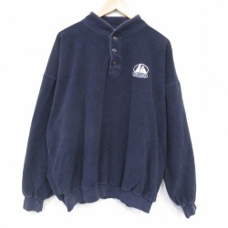 XL★古着 長袖 トップス メンズ 00年代 00s ヨット 大きいサイズ コットン ヘンリーネック カナダ製 紺 26jan10