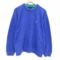 XL★古着 GANT 長袖 トップス メンズ 90年代 90s コットン クルーネック 青 26jan10